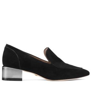 Stuart Weitzman Carmella Clear Block-Heel Loafers